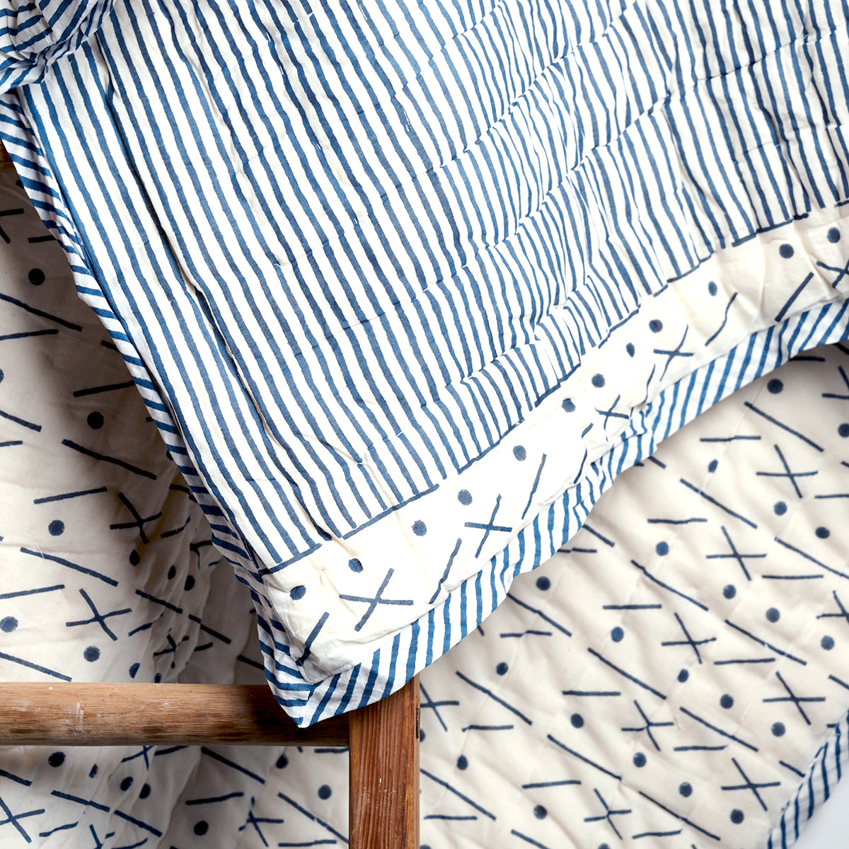 Proud Mary for Tilonia® Queen Quilt in Stripes in Navy Blue