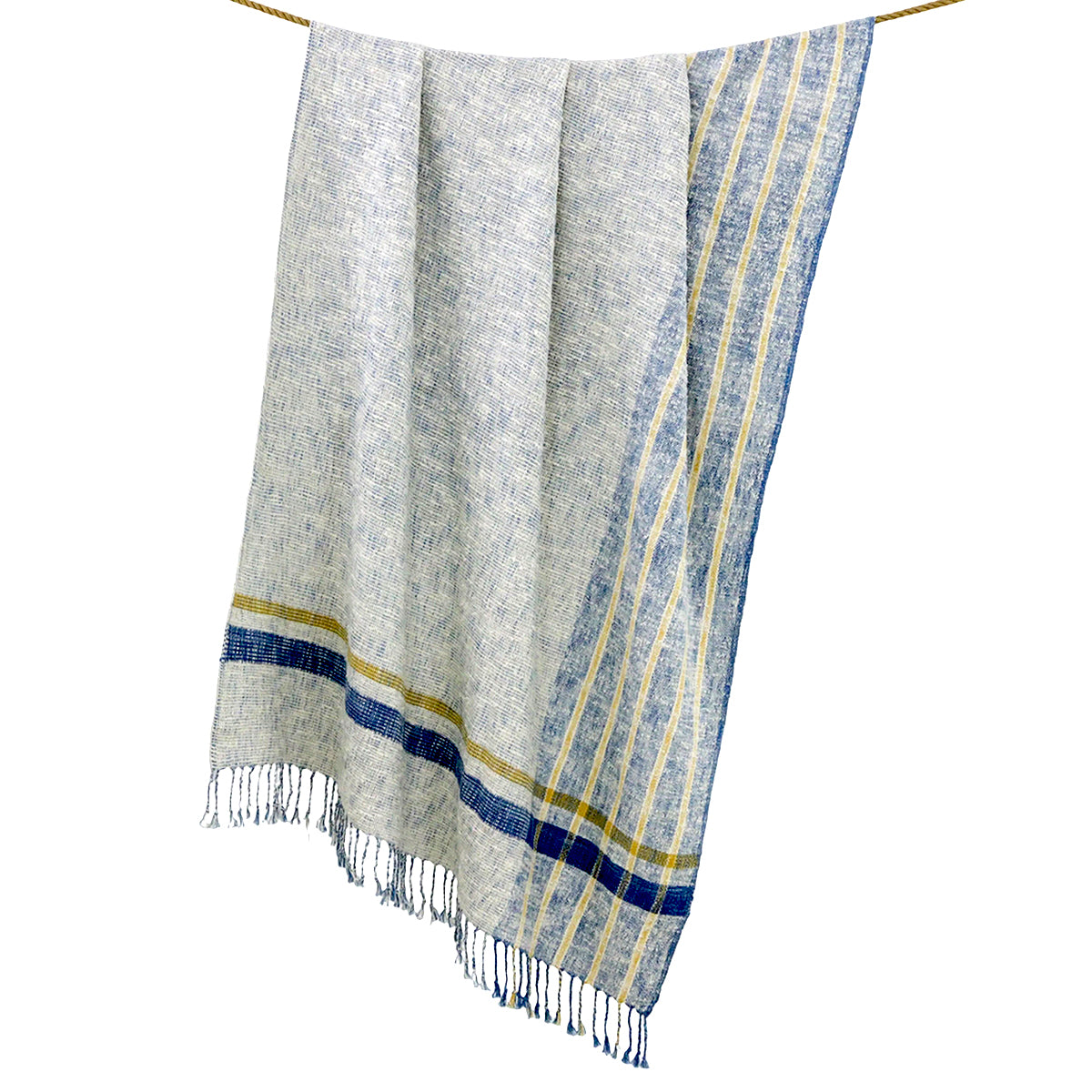 FAIR WEAVE Handwoven Cotton Throw - Kabas in Blue or Ochre