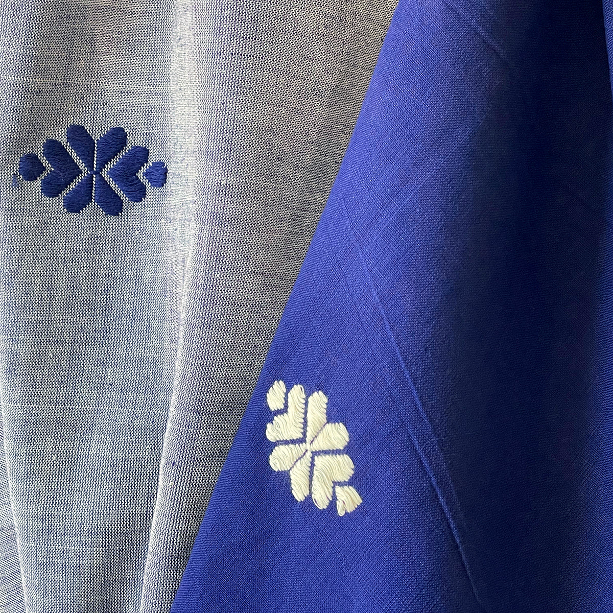 Rabha Women Weavers Handwoven Shawl - Blue & White