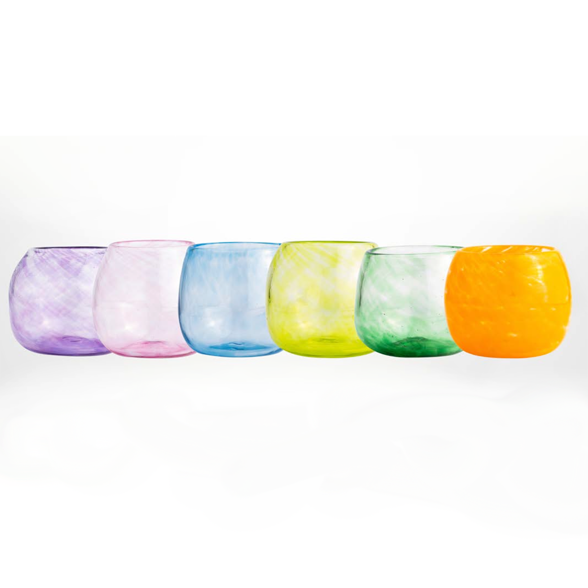 Xaquixe Handblown Glass - Wine Glass - Set of 6 in Assorted Colors