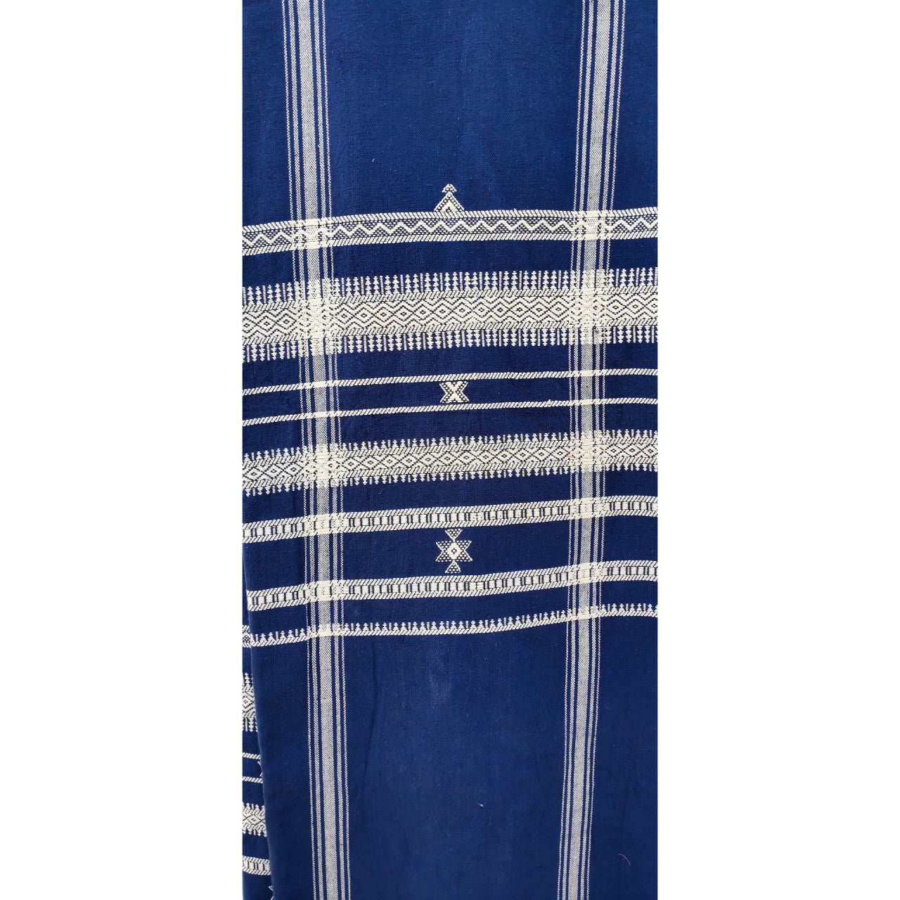 Handwoven Kutchi Bedspread in Blue with Extra Weft Motif