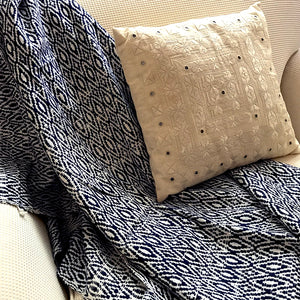 Eco Tasar Handwoven Cotton Throw - Navy from Sprout Enterprise®