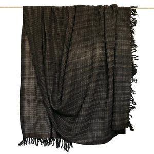 WomenWeave Handwoven Merino Wool & Khadi Cotton Shawl - Chestnut Stripes