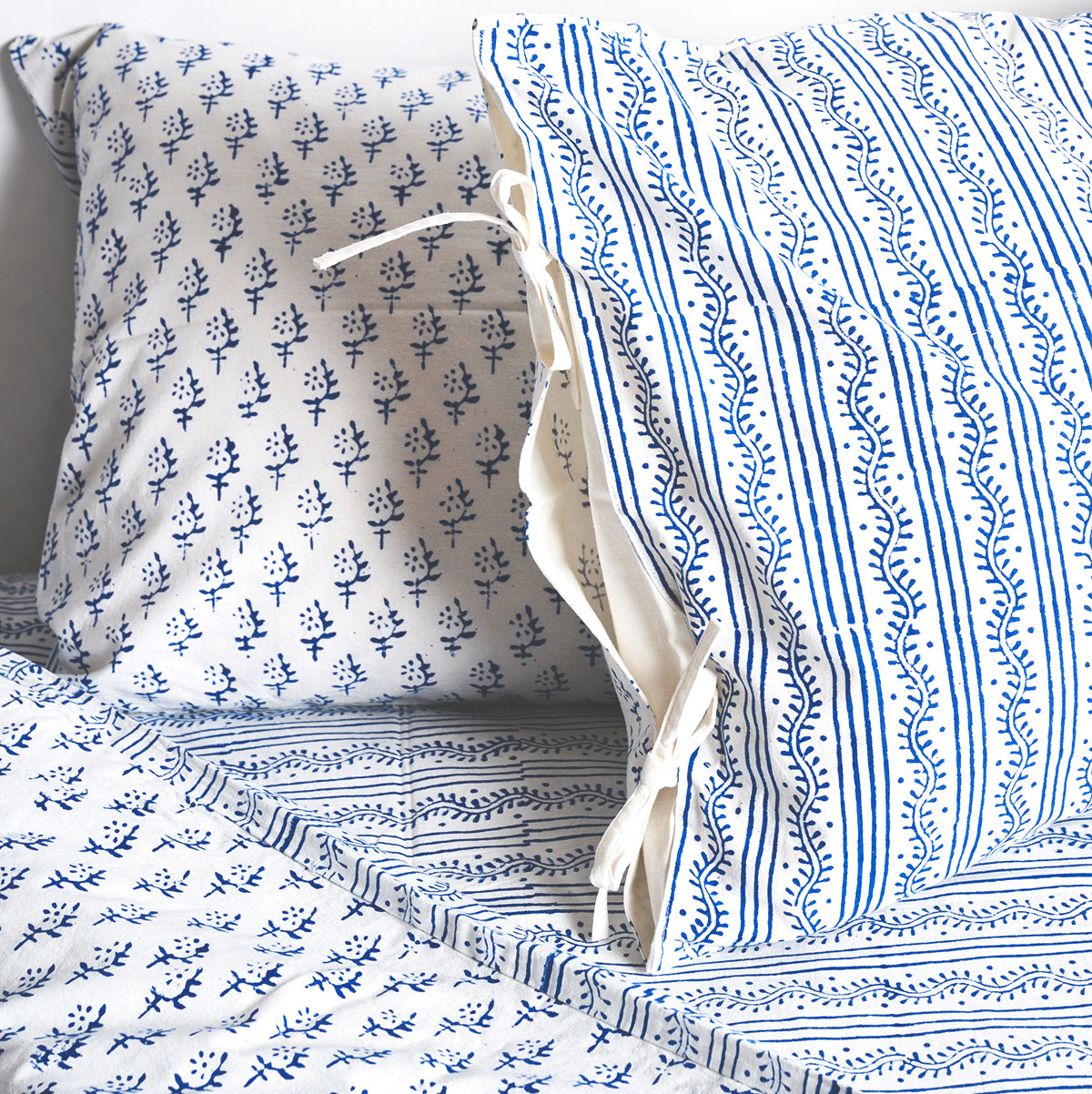 Tilonia® Queen Duvet Set - Centipede Stripe &amp; Sprig in Blue