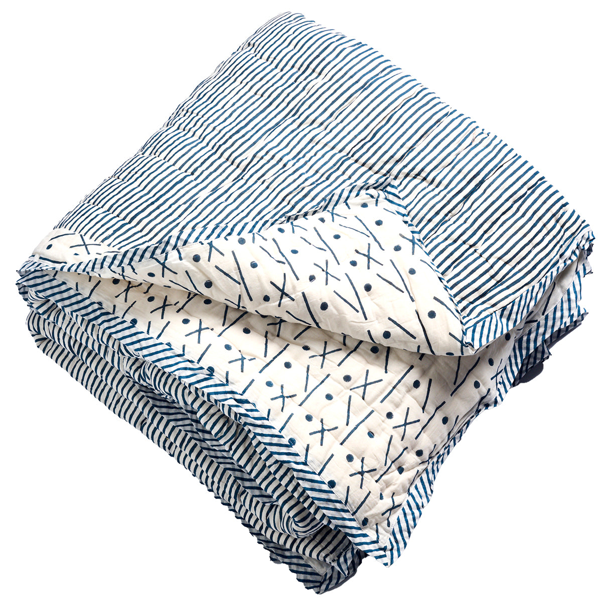 Proud Mary for Tilonia® Queen Quilt in Stripes in Navy Blue