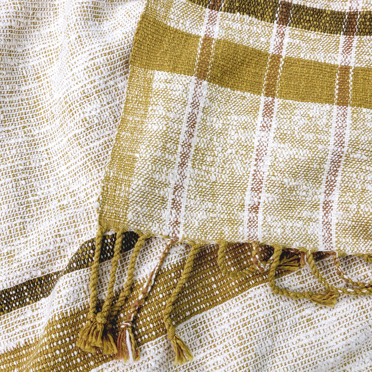 FAIR WEAVE Handwoven Cotton Throw - Kabas in Blue or Ochre