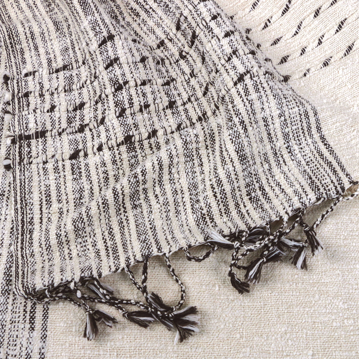FAIR WEAVE Handwoven Cotton Throw - Prum in Espresso, Ochre or Caramel