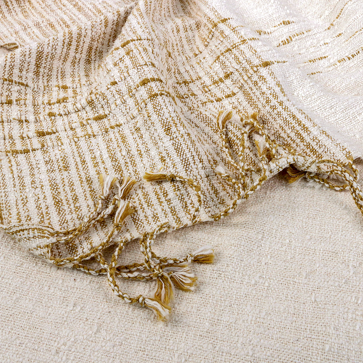 FAIR WEAVE Handwoven Cotton Throw - Prum in Espresso, Ochre or Caramel