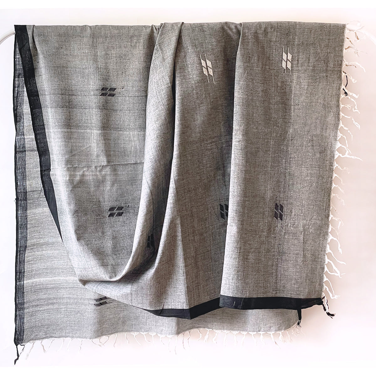 Rabha Women Weavers Handwoven Shawl - Black & White