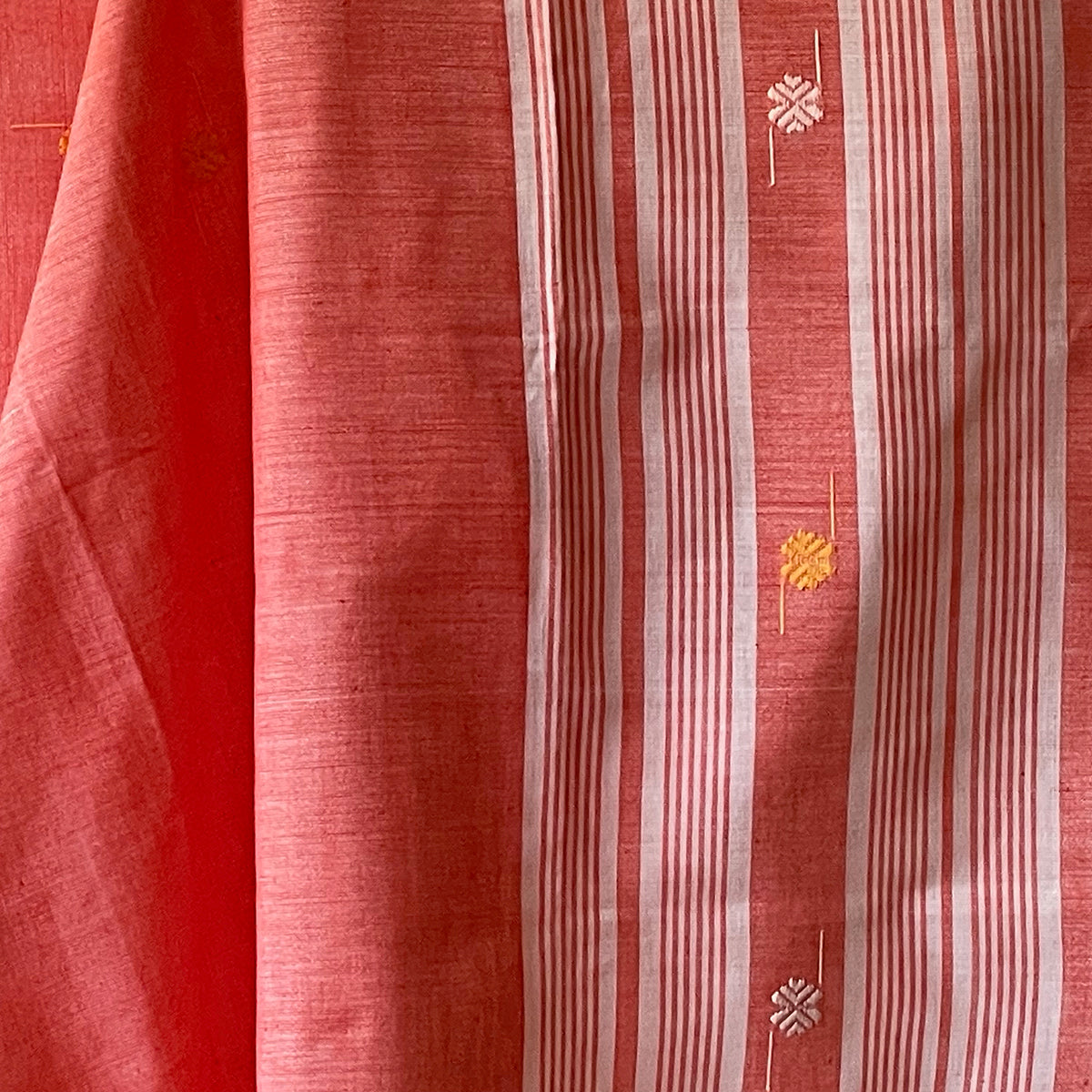 Rabha Women Weavers Handwoven Shawl - Orange