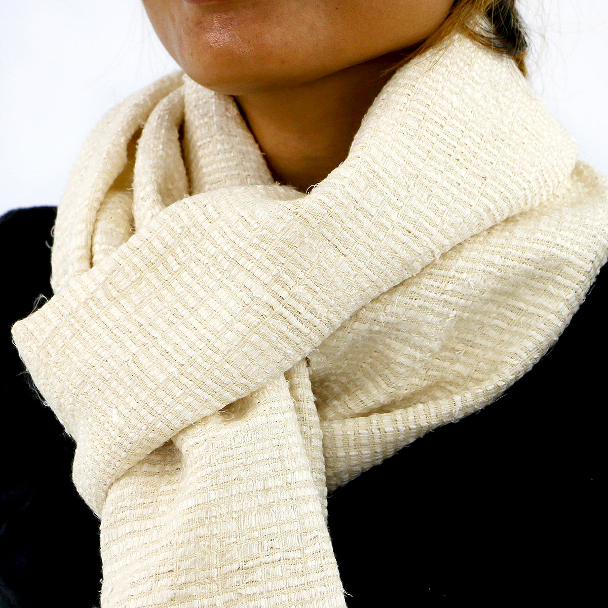 FAIR WEAVE Silk Blend Scarf - Som Som Coco Milk