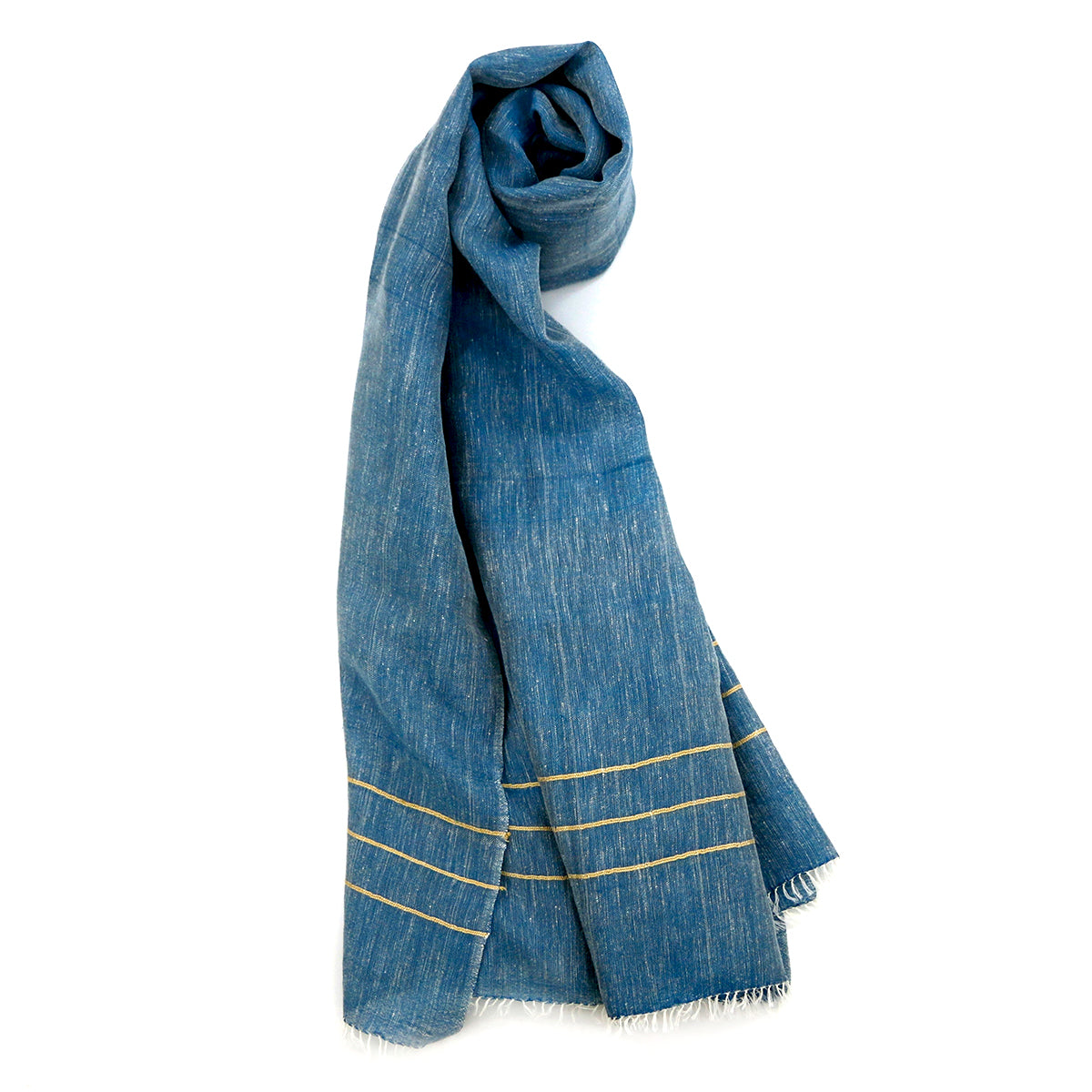 FAIR WEAVE Silk Blend Scarf - Tonle Ocean Blue