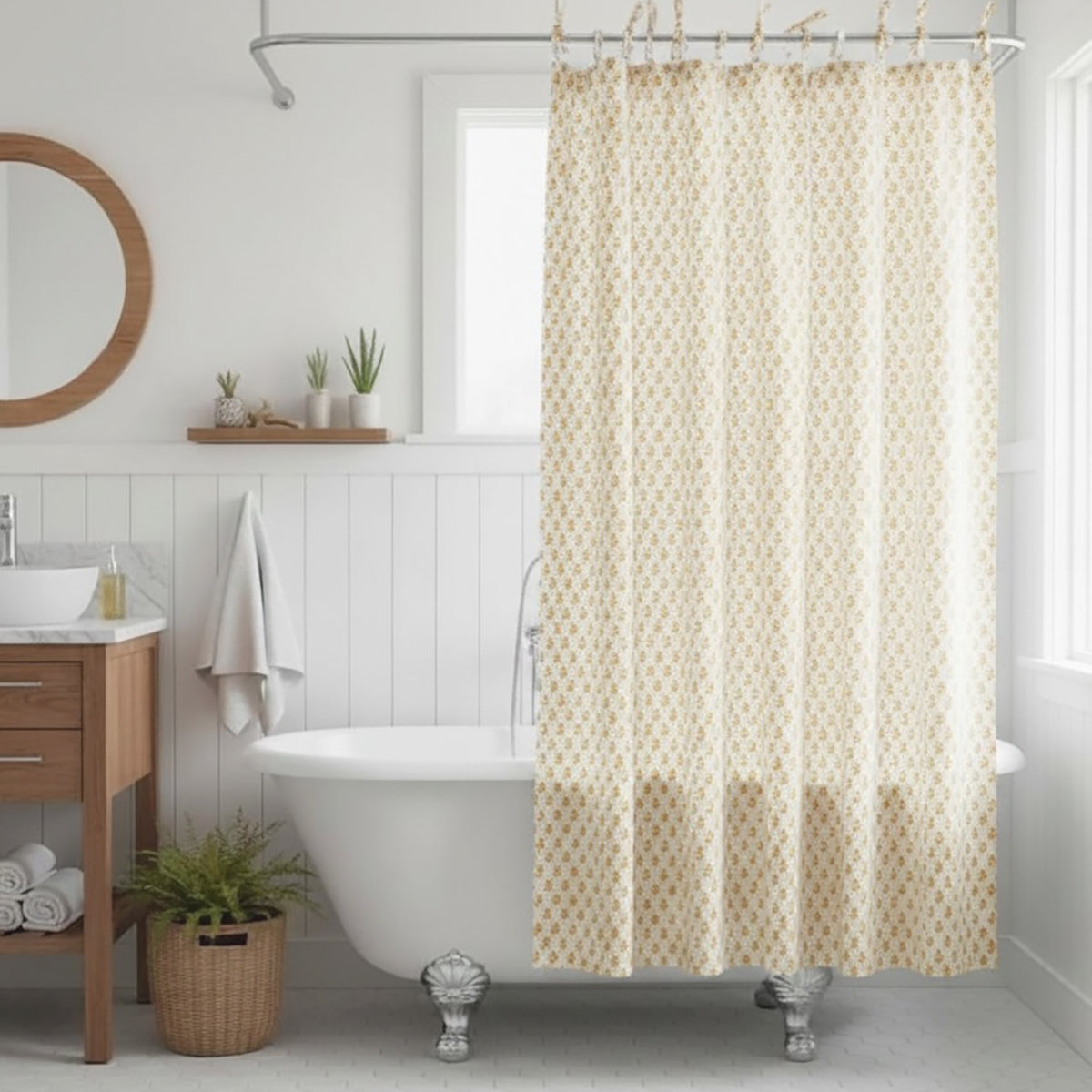 Tilonia® Shower Curtain - Sprig in Mustard Yellow