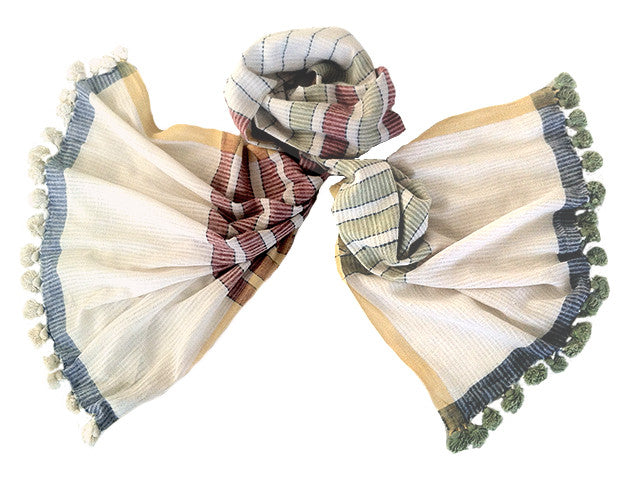 WomenWeave Handspun, Naturally Dyed Organic Cotton Shawl - WW534GM