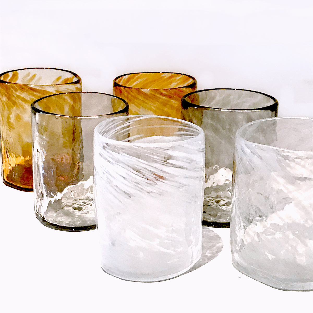 Xaquixe Handblown Glass - Large - Set of 6 in Autumn Colors