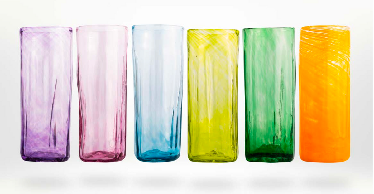 Xaquixe Handblown Glass - High Ball - Set of 6 in Assorted Colors