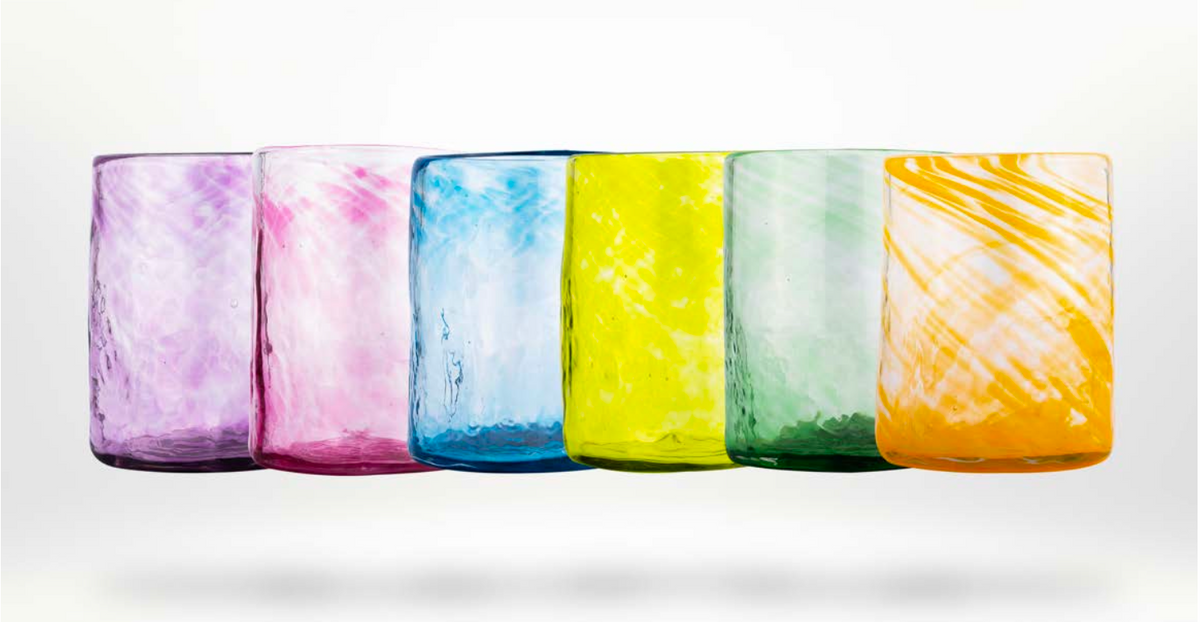 Xaquixe Handblown Glass - Medium - Set of 6 in Assorted Colors or Clear