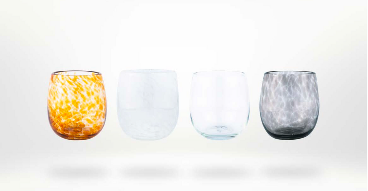 Xaquixe Handblown Large Wine Glass - Set of 6 in Assorted Colors