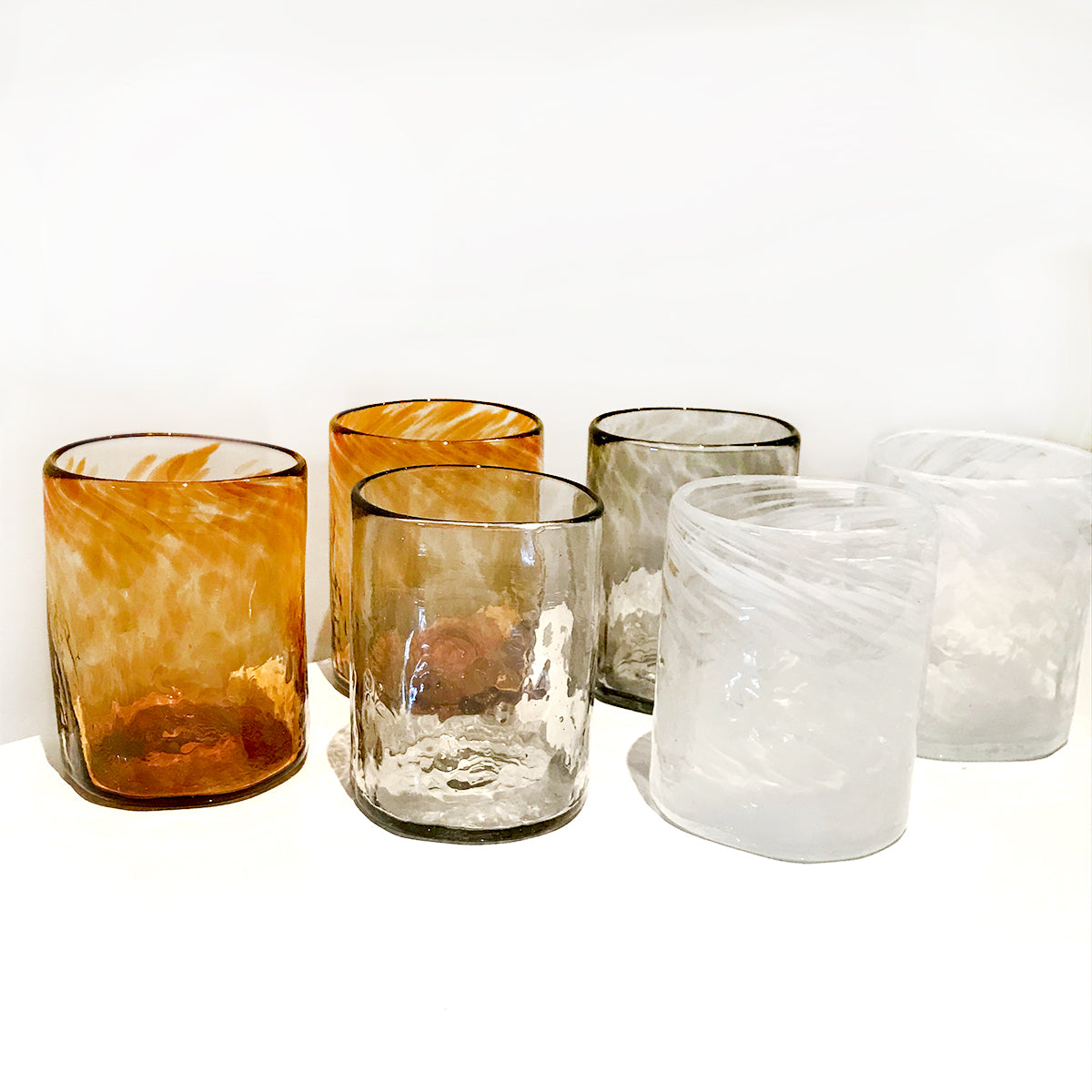 Xaquixe Handblown Glass - Medium - Set of 6 in Autumn Colors