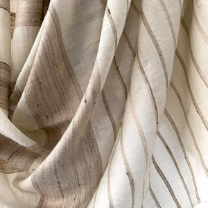Avani Wild Silk & Wool Large Shawl in Winter White with Gold Stripes from Sprout Enterprise®