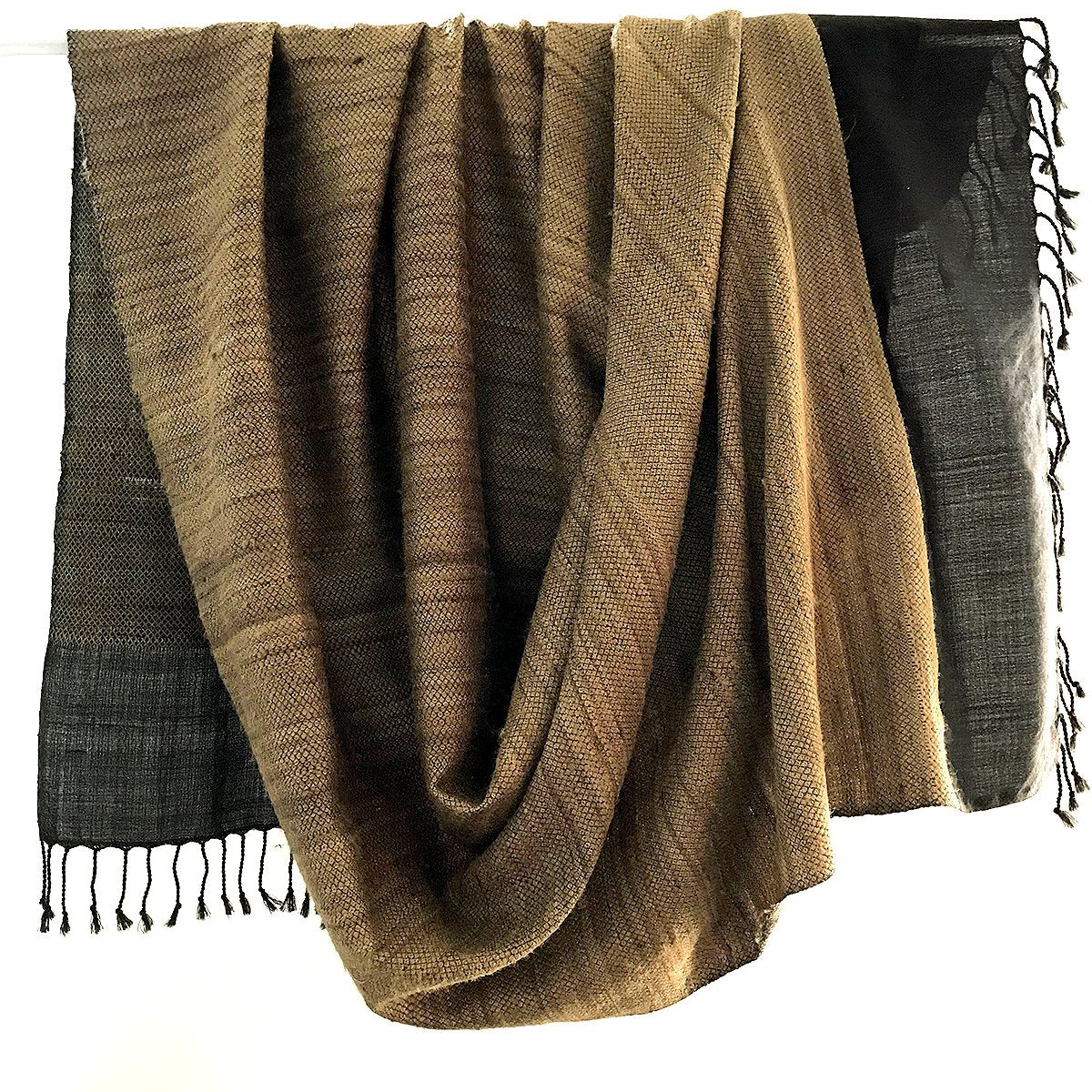 Avani Silk &amp; Wool Large Shawl in Black &amp; Gold Diamond Pattern