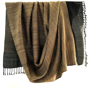 Avani Silk & Wool Large Shawl in Black & Gold Diamond Pattern