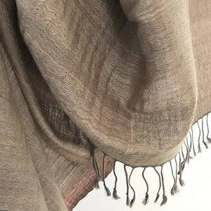 Avani Wild Silk Shawl in Frosted Slate Grey with Copper Border from Sprout Enterprise®