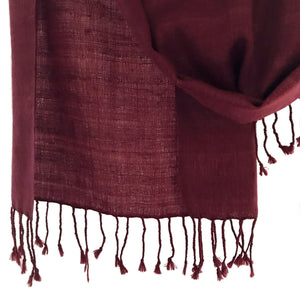 Avani Wild Silk & Wool Shawl in Maroon Red from Sprout Enterprise®