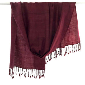 Avani Wild Silk & Wool Shawl in Maroon Red from Sprout Enterprise®