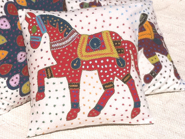 Barmer Appliqué Pillow Cover - Rajasthani Horse from Sprout Enterprise®