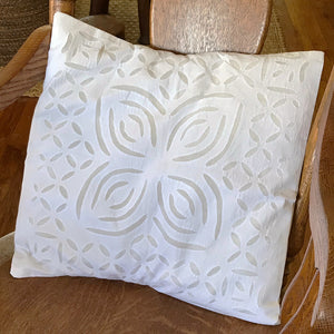 Barmer Appliqué Pillow Cover - White on White - 4 Petal