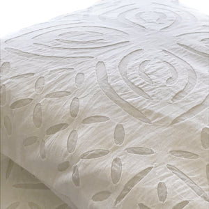 Barmer Appliqué Pillow Cover - White on White - 4 Petal