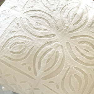 Barmer Appliqué Pillow Cover - White on White - 6 Petal