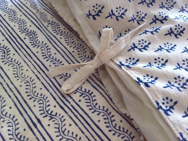 Tilonia® Queen Duvet Set - Centipede Stripe & Sprig in Blue from Sprout Enterprise®
