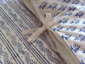 Tilonia® Queen Duvet Set - Centipede Stripe & Sprig in Blue from Sprout Enterprise®