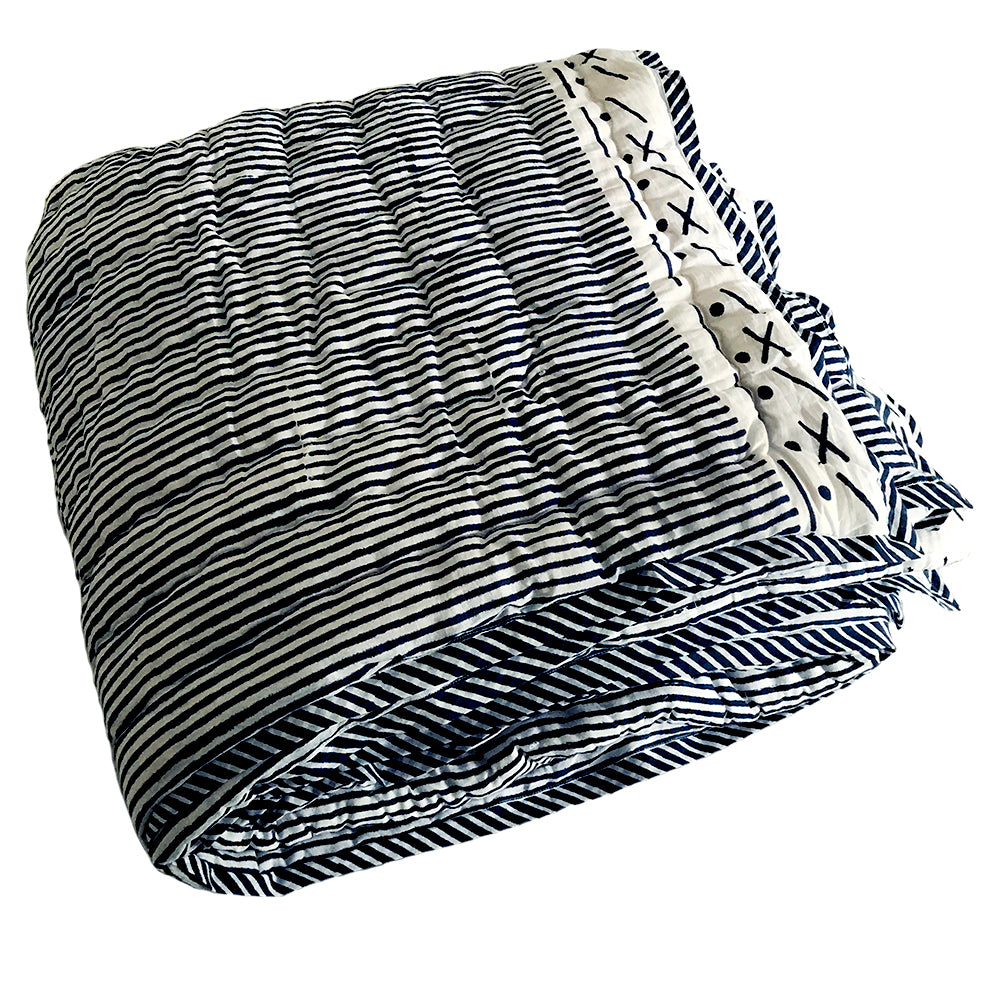 Proud Mary for Tilonia® Twin Quilt in Stripes in Navy Blue from Sprout Enterprise®