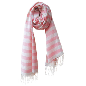 Kala Swaraj Mulmul Cotton Shawl - Pink Weft Stripes from Sprout Enterprise®