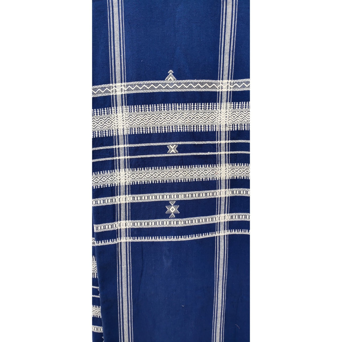 Handwoven Kutchi Bedspread in Blue with Extra Weft Motif