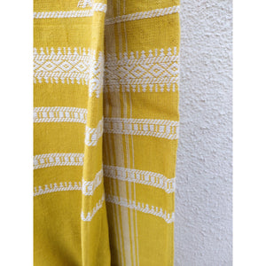 Handwoven Kutchy Bedspread in Yellow with Extra Weft Motif
