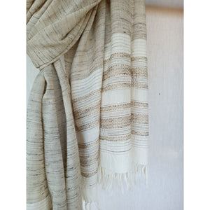 Handwoven Kuchy Large Shawl in Tussar Silk & Merino Wool