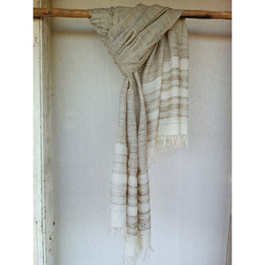 Handwoven Kuchy Large Shawl in Tussar Silk & Merino Wool