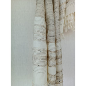 Handwoven Kuchy Large Shawl in Tussar Silk & Merino Wool