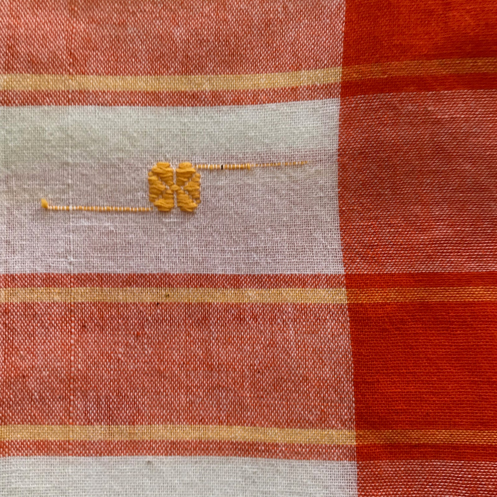 Rabha Women Weavers Handwoven Shawl - Orange, White & Yellow from Sprout Enterprise®