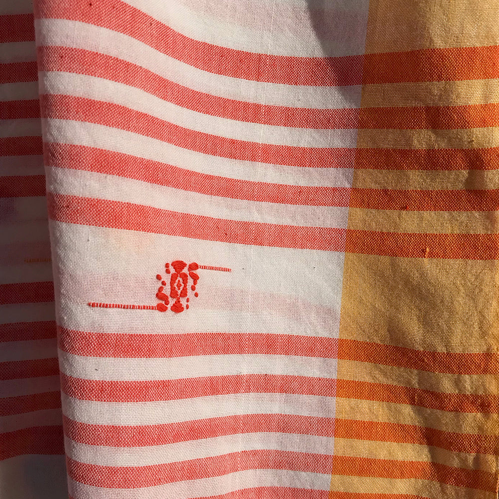 Rabha Women Weavers Handwoven Shawl - Orange &amp; White from Sprout Enterprise®