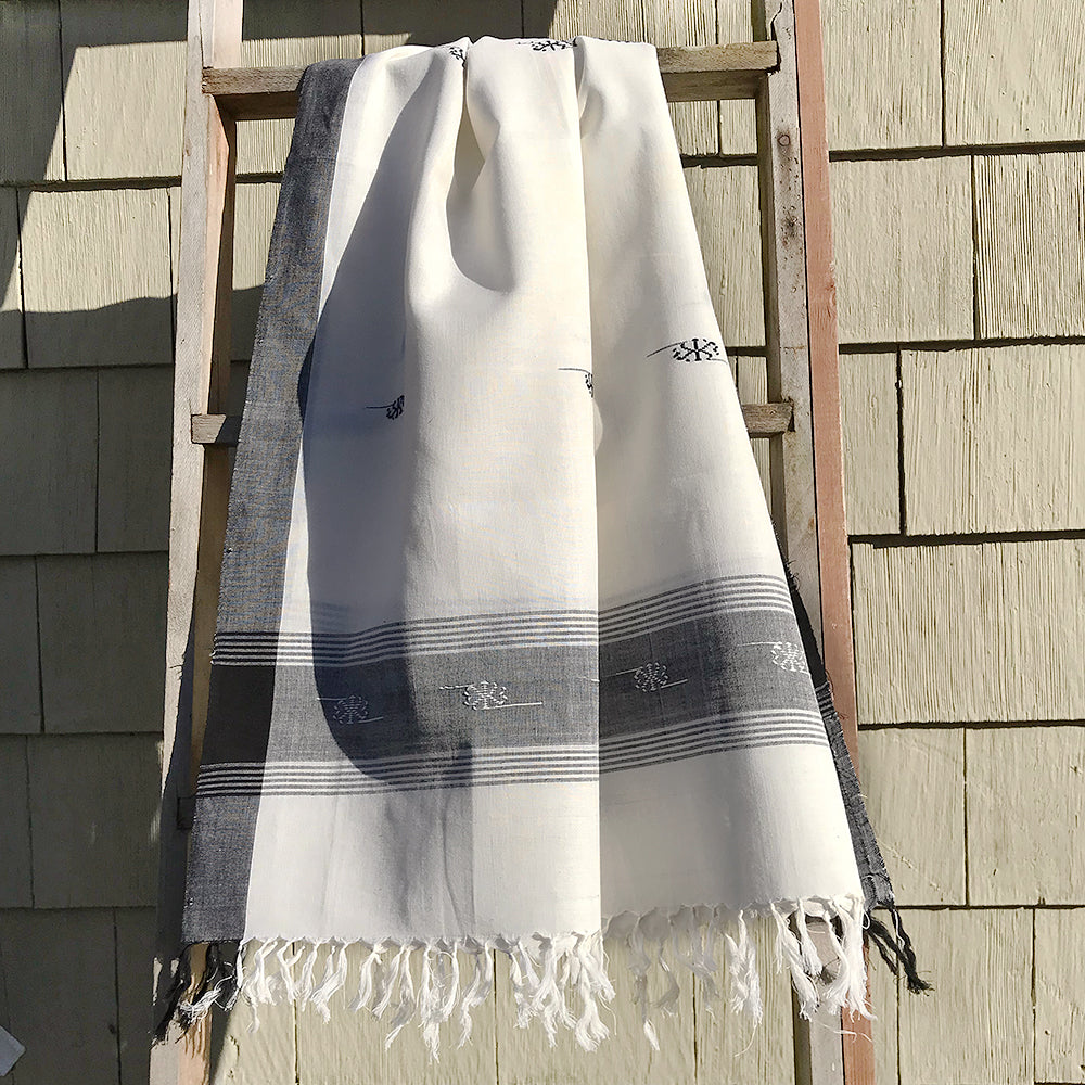 Rabha Women Weavers Handwoven Shawl - Black & White from Sprout Enterprise®