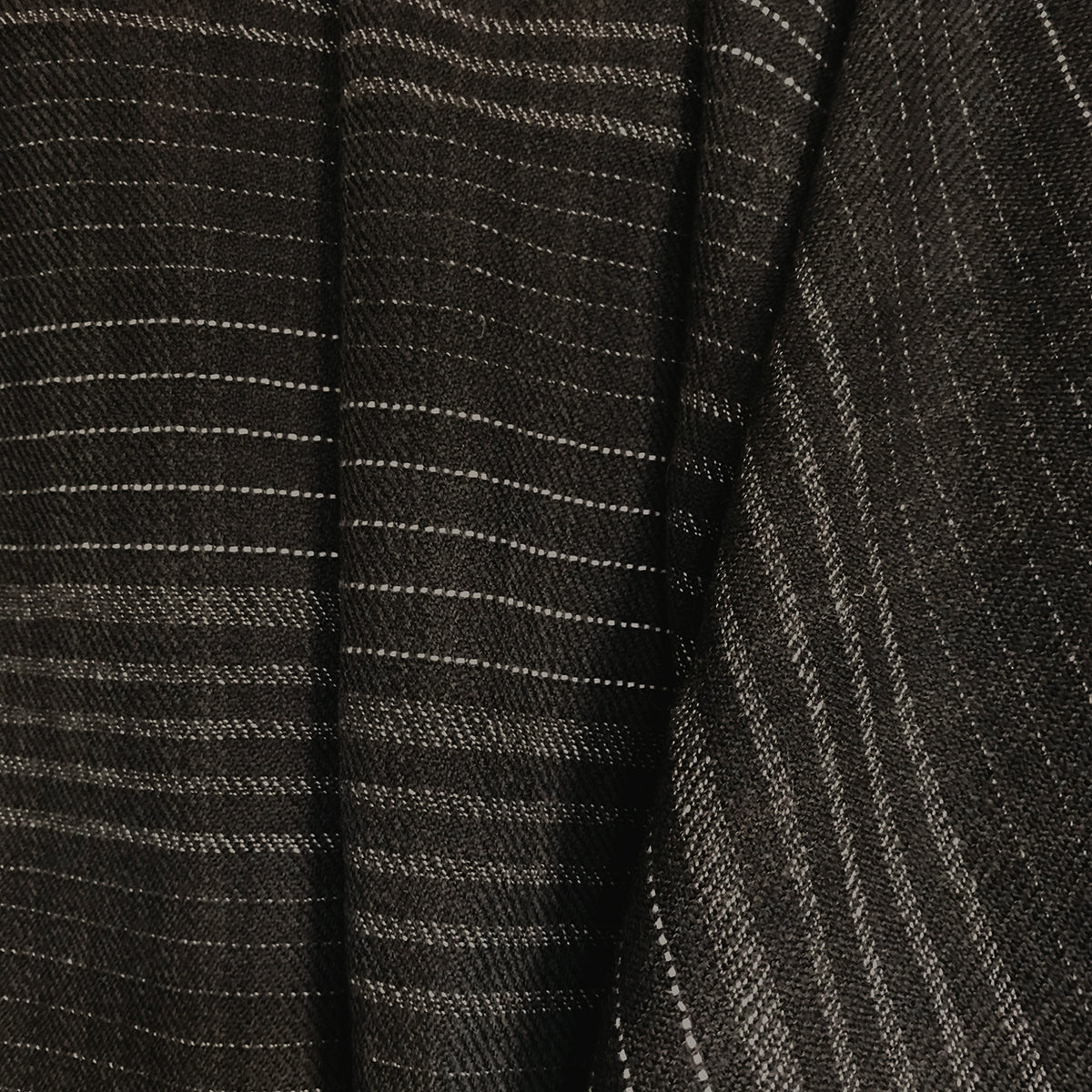 WomenWeave Handwoven Merino Wool &amp; Khadi Cotton Shawl - Charcoal Stripes