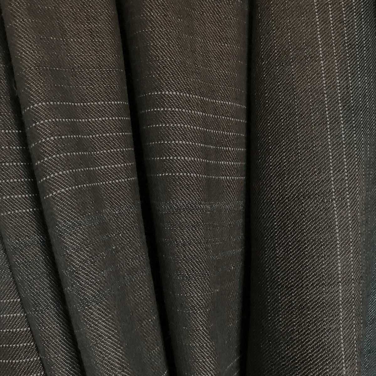 WomenWeave Handwoven Merino Wool & Khadi Cotton Shawl - Chestnut with Pinstripes