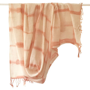 WomenWeave Organic Handspun Cotton Shawl - Dip Dye Checks - Dusty Rose from Sprout Enterprise®