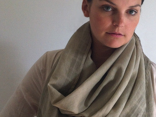 Avani Wild Silk &amp; Merino Wool Shawl in Olive from Sprout Enterprise®