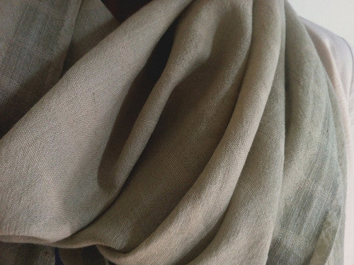 Avani Wild Silk & Merino Wool Shawl in Olive from Sprout Enterprise®